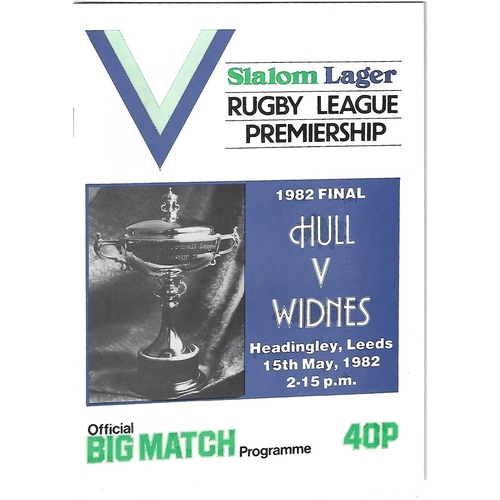 1982 Hull v Widnes Rugby League Premiership Trophy Final Programme