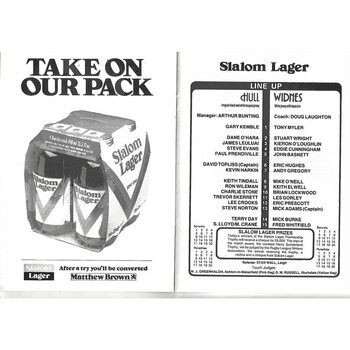 1982 Hull v Widnes Rugby League Premiership Trophy Final Programme