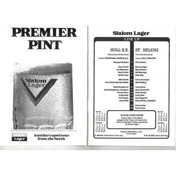 1985 Hull Kingston Rovers v St. Helens Rugby League Premiership Trophy Final Programme