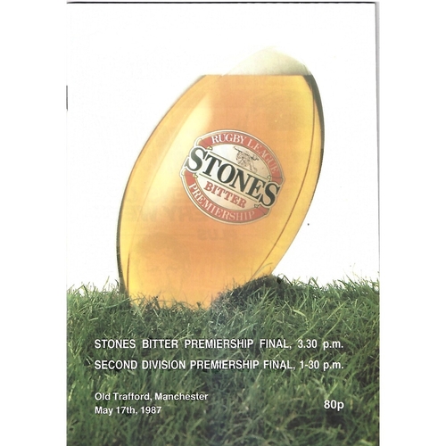 1987 Warrington v Wigan Rugby League Premiership Trophy Final Programme