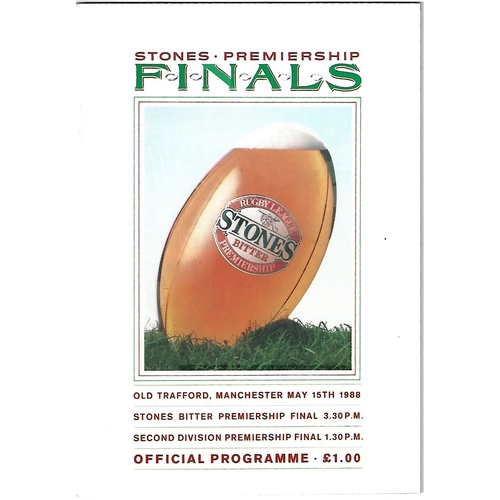 1988 St. Helens v Widnes Rugby League Premiership Trophy Final Programme