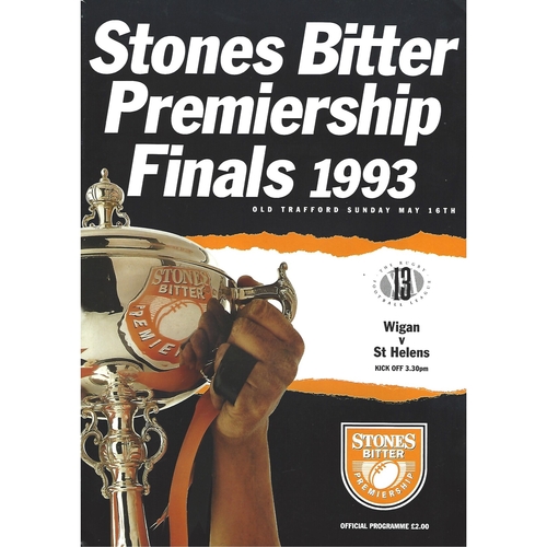 1993 Wigan v St. Helens Rugby League Premiership Trophy Final Programme