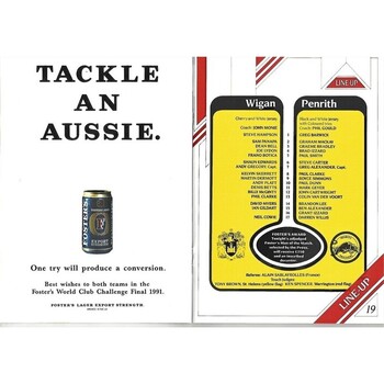 1991 Wigan v Penrith Rugby League World Club Challenge Programme