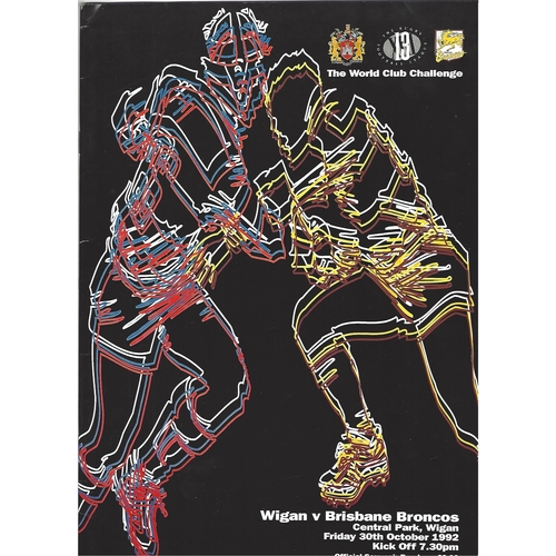 1992 Wigan v Brisbane Broncos Rugby League World Club Challenge Programme