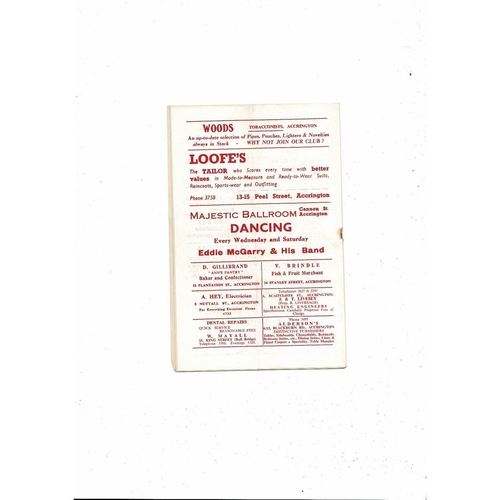 1954/55 Accrington Stanley v Barrow Football Programme