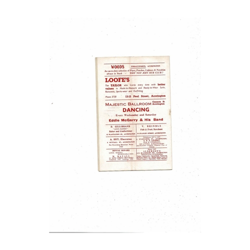 1954/55 Accrington Stanley v Tranmere Rovers Football Programme