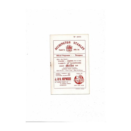 1954/55 Accrington Stanley v York City Football Programme
