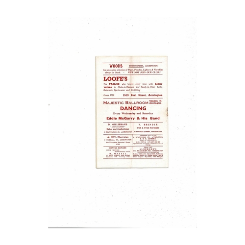 1954/55 Accrington Stanley v York City Football Programme