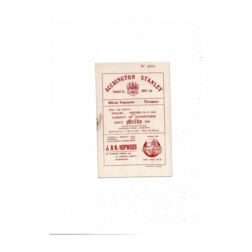 1954/55 Accrington Stanley v Darlington Football Programme
