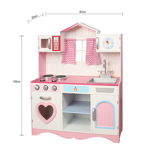 Wooden Play Kitchen Set Pink