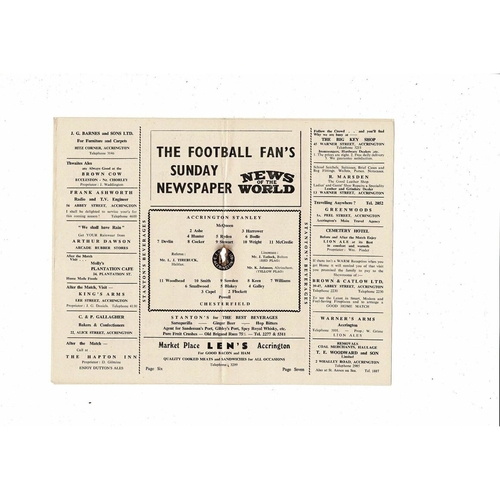 1955/56 Accrington Stanley v Chesterfield Football Programme