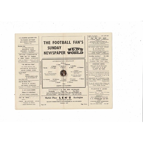 1955/56 Accrington Stanley v Crewe Alexandra Football Programme