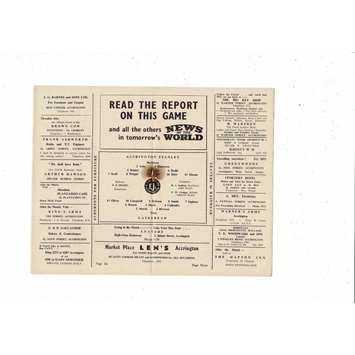 1955/56 Accrington Stanley v Gateshead Football Programme