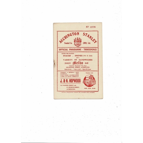 1955/56 Accrington Stanley v Mansfield Town Football Programme