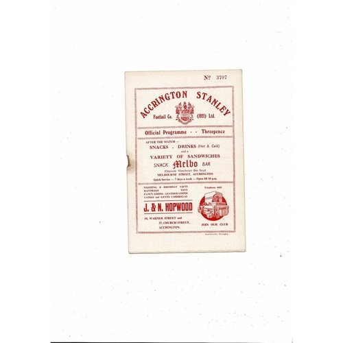 1955/56 Accrington Stanley v Rochdale Football Programme