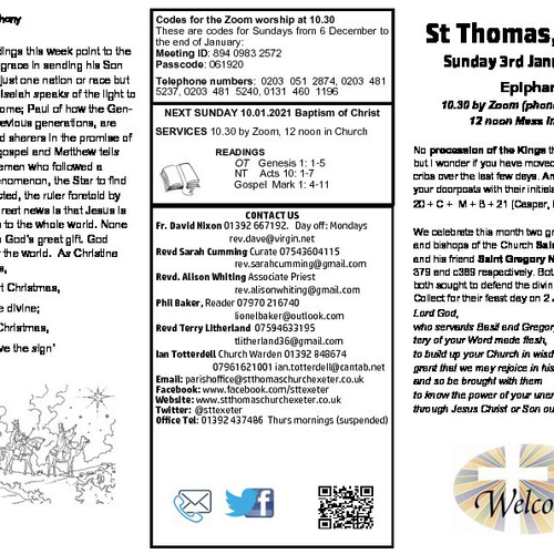 Pew Sheet | The Parish of St Thomas, Exeter