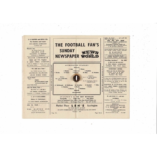 1955/56 Accrington Stanley v Southport Football Programme