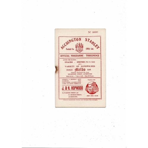 1955/56 Accrington Stanley v Tranmere Rovers Football Programme