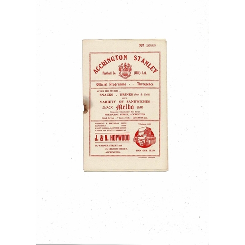 1955/56 Accrington Stanley v Workington Football Programme