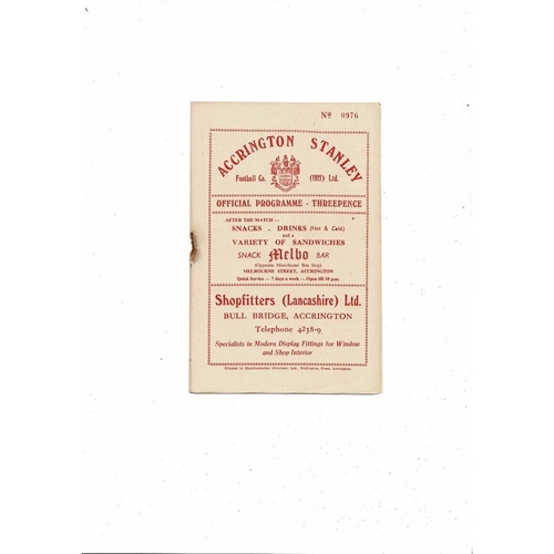 1956/57 Accrington Stanley v York City Football Programme