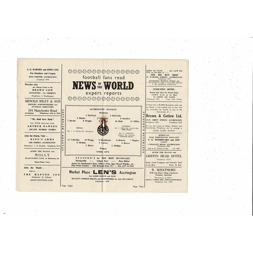 1956/57 Accrington Stanley v York City Football Programme