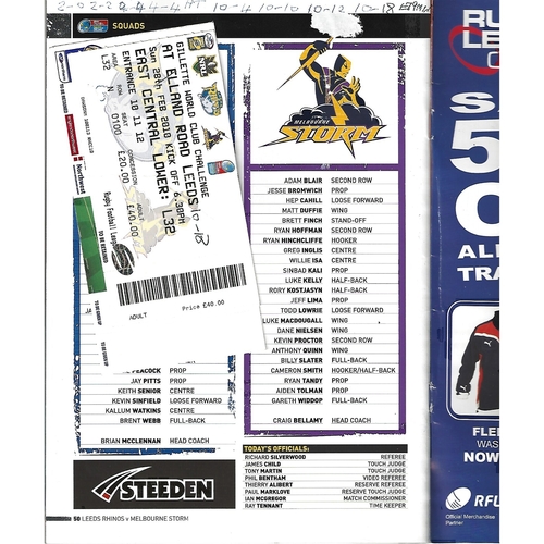 2010 Leeds Rhinos v Melbourne Storm Rugby League World Club Challenge Programme