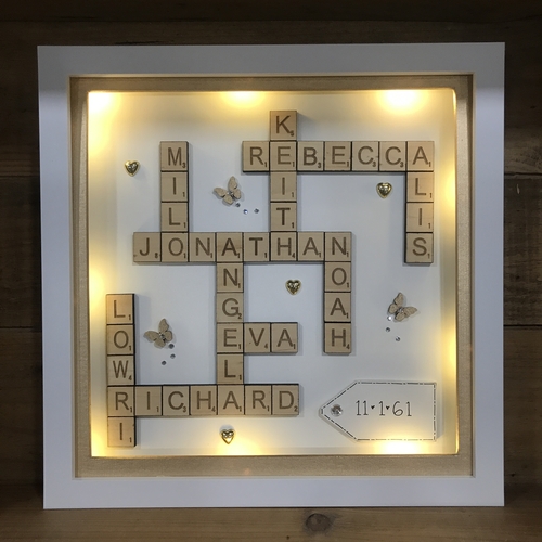 XL LED Customised Scrabble Family Name Box Frame