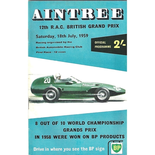 1959 British Grand Prix Motor Racing Programme