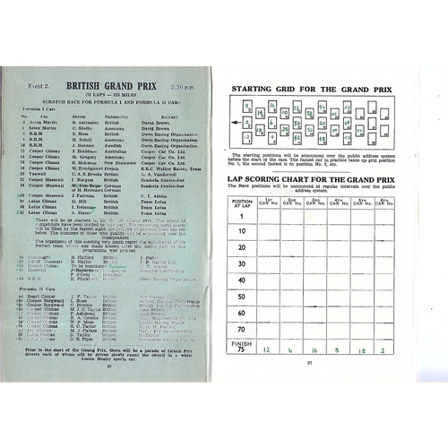 1959 British Grand Prix Motor Racing Programme