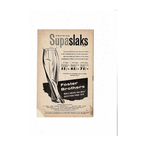 1957/58 Aston Villa v Bolton Wanderers Football Programme