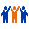 People with hands in the air icon