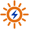 sun with energy sign icon