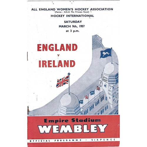 1957 England v Ireland Women’s International Hockey Programme