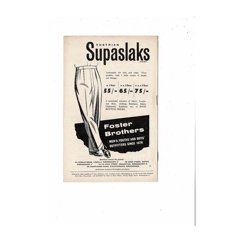 1958/59 Aston Villa v Blackburn Rovers Football Programme