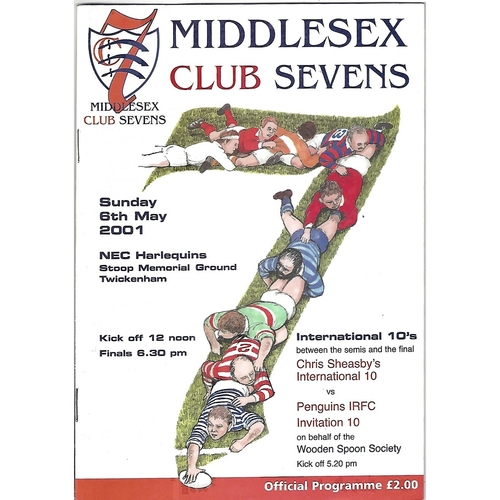 2001 Middlesex Club Sevens Rugby Union Programme & Match Ticket