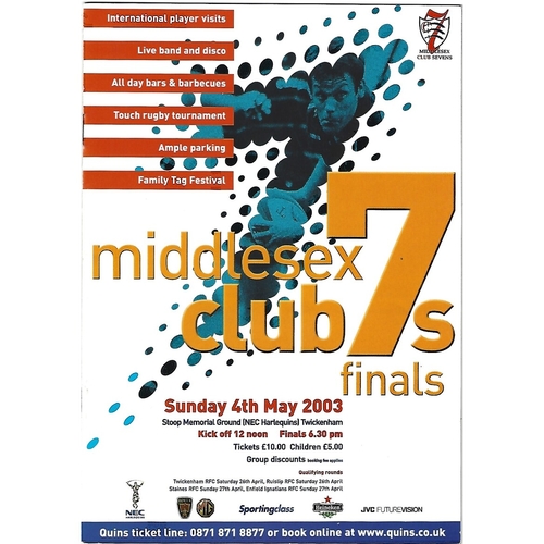 2003 Middlesex Club Sevens Rugby Union Programme