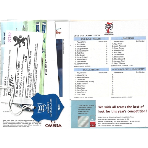 2003 Middlesex Club Sevens Rugby Union Programme & Match Ticket