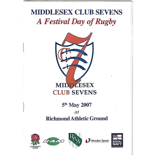 Middlesex Club Sevens Rugby Union Programmes