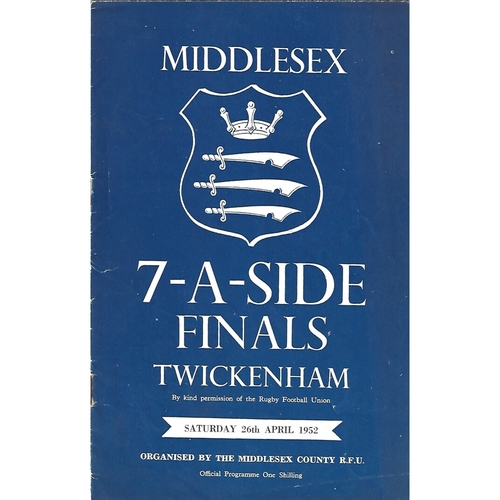 1952 Middlesex Sevens Rugby Union Programme