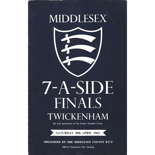 1962 Middlesex Sevens Rugby Union Programme