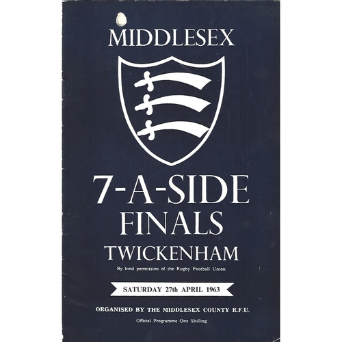 1963 Middlesex Sevens Rugby Union Programme