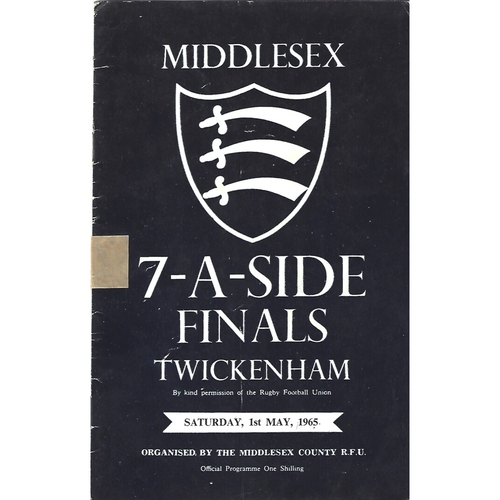 1965 Middlesex Sevens Rugby Union Programme