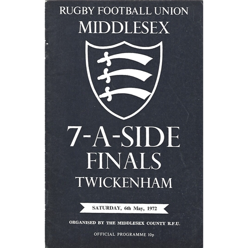 1972 Middlesex Sevens Rugby Union Programme