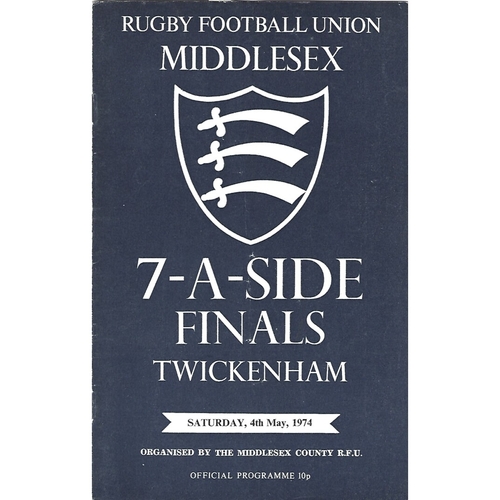 1974 Middlesex Sevens Rugby Union Programme & Match Ticket