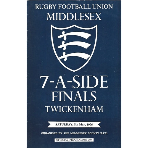 1976 Middlesex Sevens Rugby Union Programme & Match Ticket