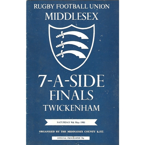 1981 Middlesex Sevens Rugby Union Programme & Match Ticket