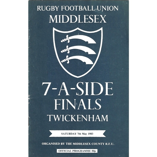 1983 Middlesex Sevens Rugby Union Programme & Match Ticket