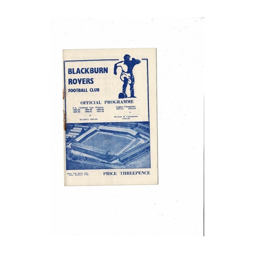 1953/54 Blackburn Rovers v Nottingham Forest Football Programme