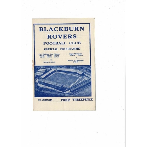 1953/54 Blackburn Rovers v Stoke City Football Programme