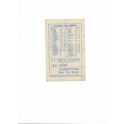 1945/46 Bolton Wanderes v Chesterfield Football Programme